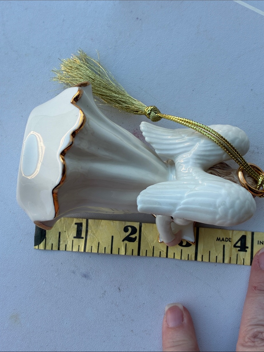 Lenox Porcelain Angel Figurine Holding Star - White with Gold Trim initial J - Picture 6 of 7